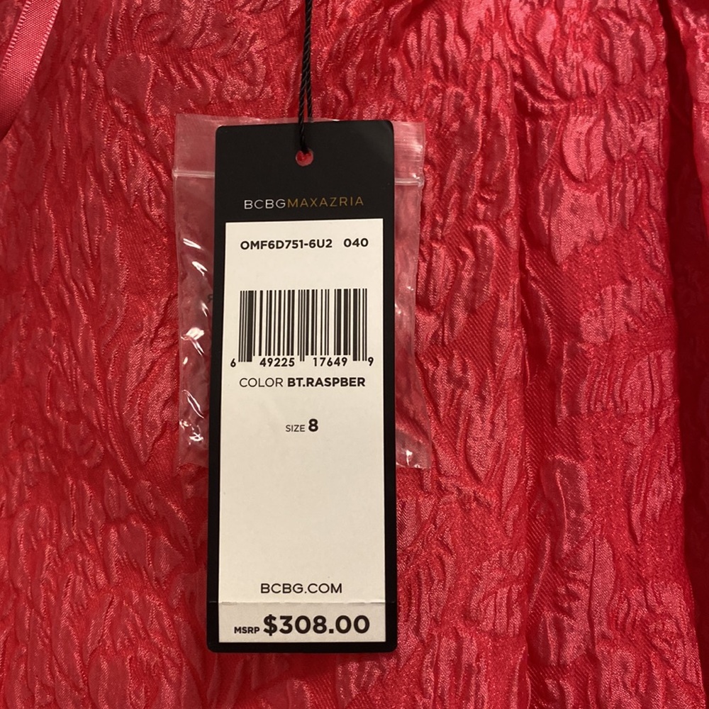 NWT BCBG bright raspberry dress with bow. Size 8 - Picture 9 of 11